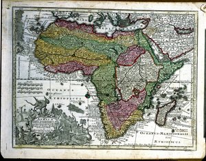 18世紀前半のアウグスブルクで公開された「Atlas Minor」からのアフリカの地図